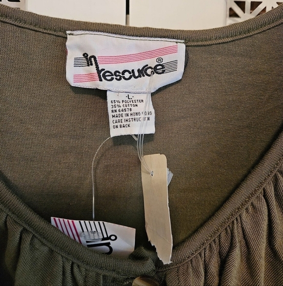 NWT In Resource Olive Ruffle Front Button Shirt - Picture 6 of 8